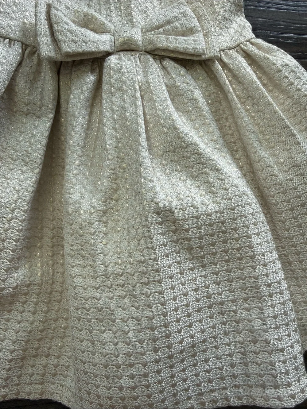 Carter's Gold Textured Bow Fit & Flare Holiday Dress Size 12 months